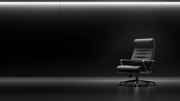 Modern black office chair in an empty minimalist workspace photo