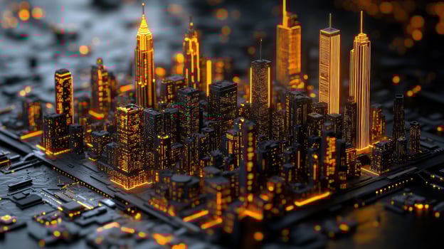 3d rendering of a city at night photo