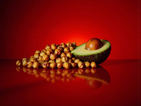 A close up of an avocado and chickpeas photo