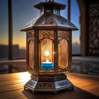 Lamp on the table photo