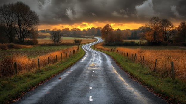 A long road with a fence on the side photo