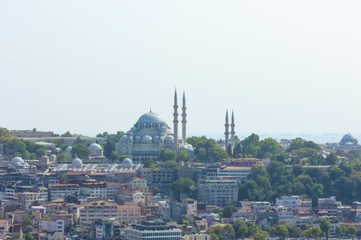 Cityscape of Istanbul including Suleymaniye Mosque from Galata Tower at daytime photo