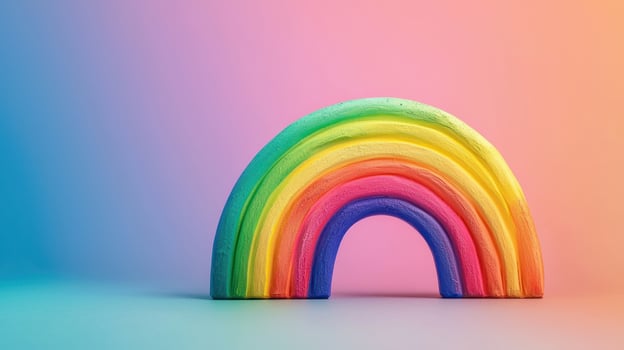 Colorful rainbow arch with joyful gradient background for Pride month photo