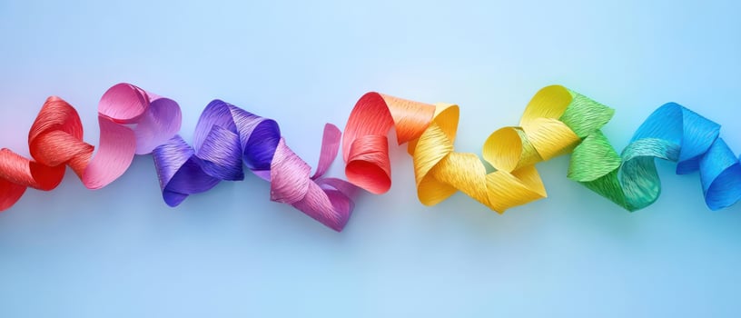 Rainbow colored paper chain garland creates festive atmosphere for celebrations photo