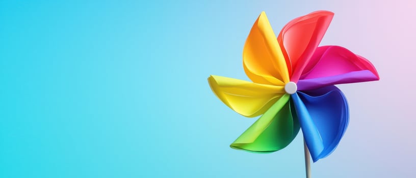 Colorful pinwheel spinning joyfully, proud symbol of childhood fun and creativity photo