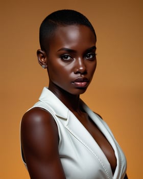 Elegant Portrait of a Confident Woman with Short Hair and Natural Beauty photo