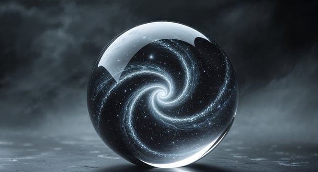 Crystal ball showing galaxy and star reflecting future possibilities photo