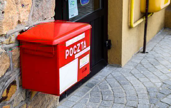 red mailbox on the wall photo