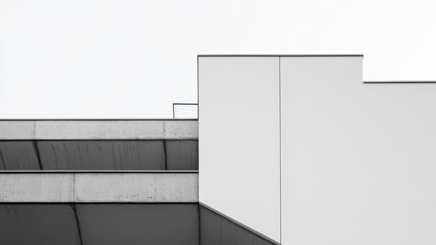 Contemporary architecture showcasing minimalistic design elements in an urban setting during overcast weather photo