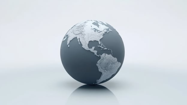 Modern artistic representation of the globe showcasing North and South America with a sleek minimalist design photo