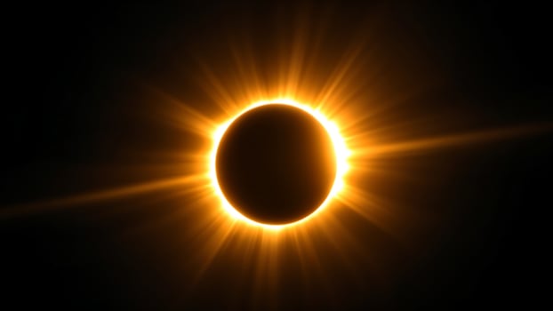 Annular Solar Eclipse Celestial Event, Sun Rays, Dark Moon photo