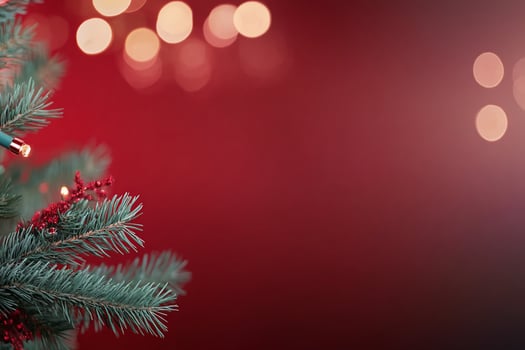 A festive close-up of a Christmas tree with blurred lights. photo