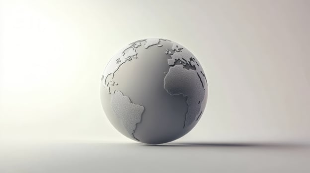 Globe model showcasing the continents of North America, South America, Europe, Africa, and parts of Asia on a textured surface photo