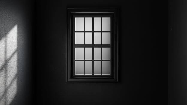 A window in a dark room lets light stream in. This image is designed to bring a sense of peace. It is a study in light and dark. photo
