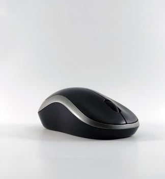 wireless computer mouse with white background and black computer mouse photo