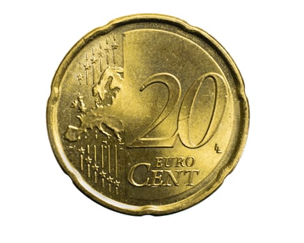twenty euro cent coin isolated on white background. photo