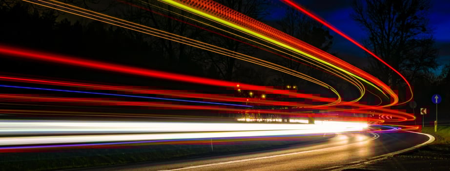 lights of moving cars at night. photo