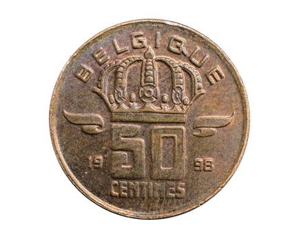 Belgium fifty centimes coin isolated photo