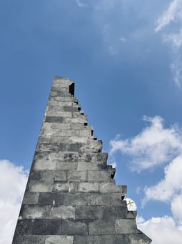 Stepped Stone Structure Against Blue Sky. Seruni Point Bromo photo