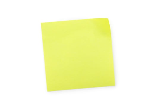 Sticky note isolated on white background with clipping path. photo