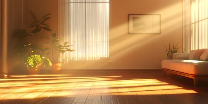 Sunlight streaming through the window in a room photo