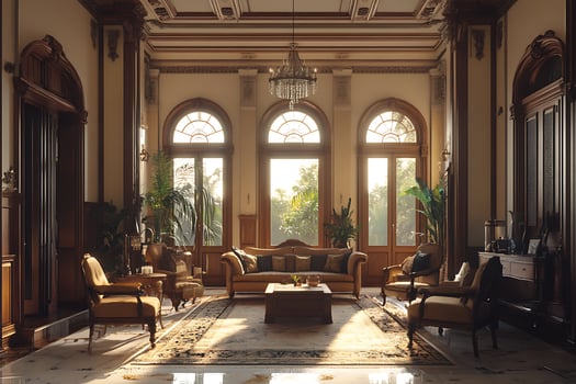 A living room with lots of furniture and windows photo