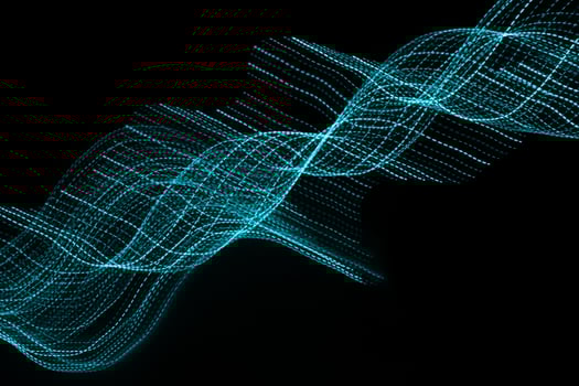 blue dotted lines of lights on a black background photo