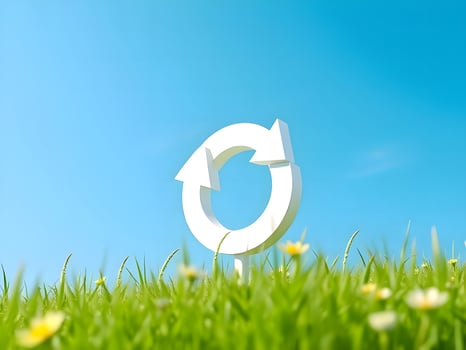 3d render of a circular sign in a field of green grass photo