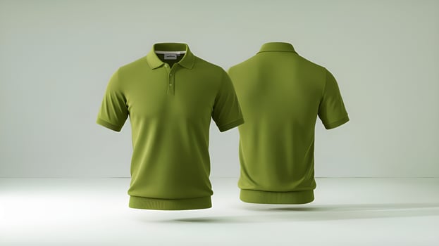two green polo shirts mockup on a white background photo