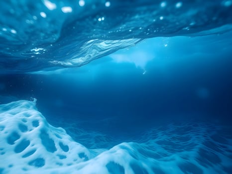 Underwater ocean floor with waves and bubbles photo