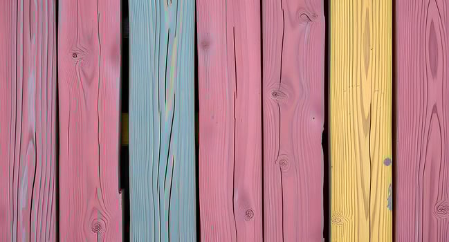 A colorful wooden fence with different colored boards photo