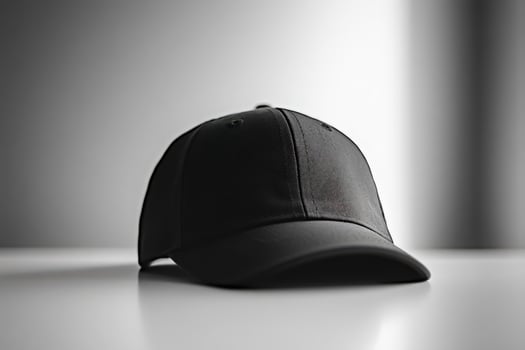 A black baseball cap sitting on a table photo