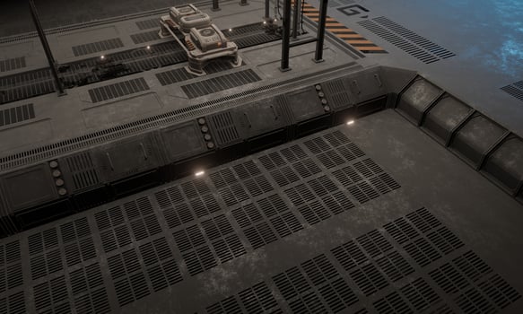 Corridor side walkway in the base of operations sci-fi 3d rendering wallpaper background photo