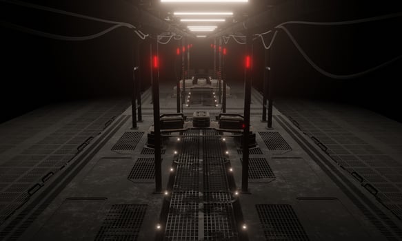 Walkway in the base of operations science fiction 3d rendering wallpaper background photo