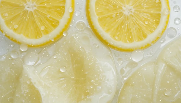 lemon slice in water photo