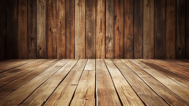 Rustic wooden planks create a warm, inviting space. The textured surfaces blend to form a stage ready for display and design elements. photo