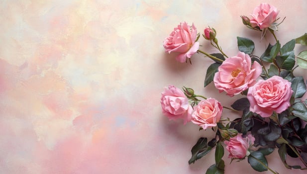 Pink roses on a pink background photo