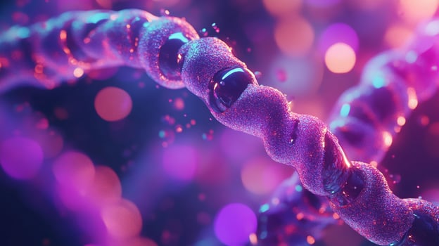 Purple, twisting structure highlighted against a bokeh backdrop, creating a surreal and magical effect. photo