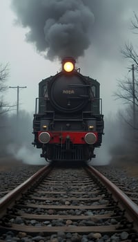 A train is coming down the tracks photo