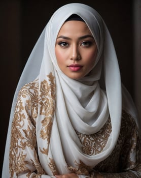 Elegant portrait of a beautiful muslim woman in traditional attire photo