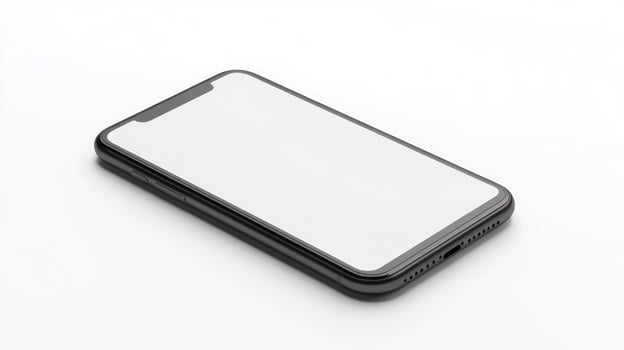 Black Smartphone with Blank White Screen on White Background photo