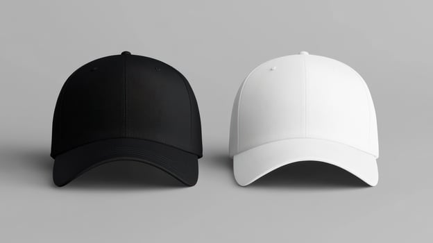 Black and White Baseball Caps Mockup photo