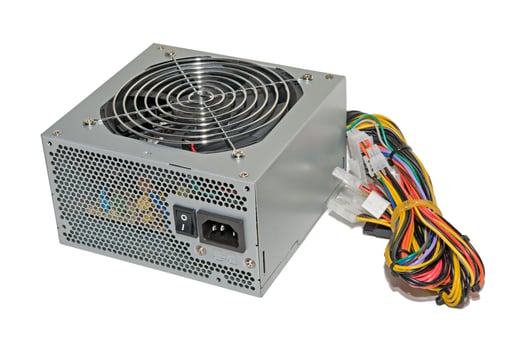 Power supply over white photo
