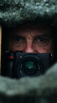Candid Photographer Behind Rocks photo