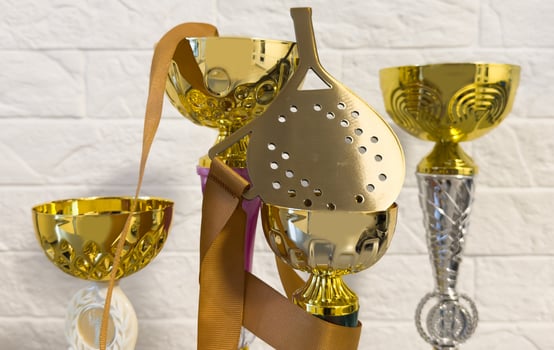 Trophy for champion. Gold winner cup for equestrian sport photo