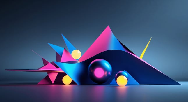 Abstract Futuristic Neon Geometric Design. photo