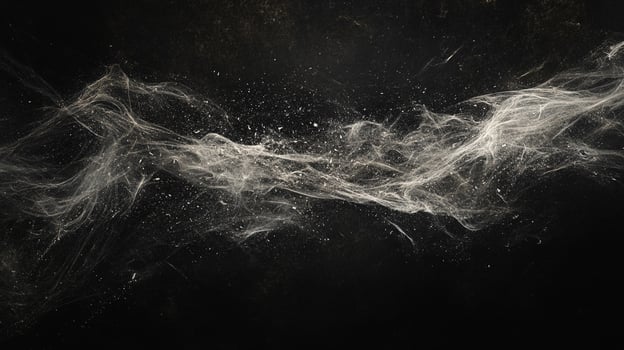 Abstract cloud of particles drifting across a black background, resembling smoke or a nebula, creating ethereal and dreamlike imagery. photo