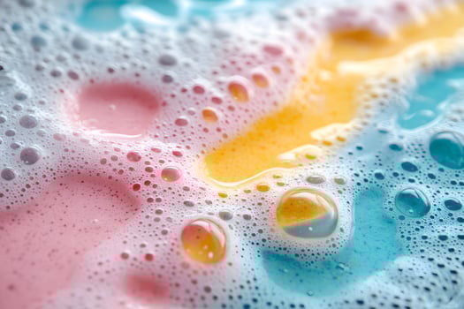 Colorful Soap Bubbles with Pastel Foam for Abstract Background or Design photo