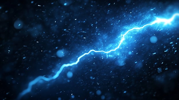 Vivid illustration of a powerful lightning strike illuminating a dark sky, showcasing the raw energy and beauty of nature's phenomena. photo