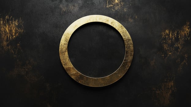 A striking composition featuring a textured gold ring against a darkly textured background, creating a focal point and visual intrigue. photo